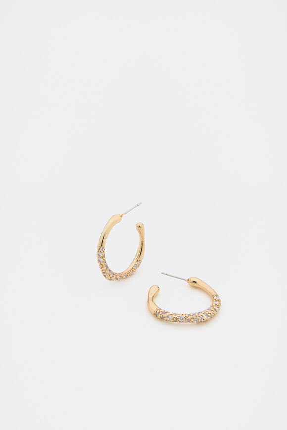Pave Organic Hoops  Gold  hi-res