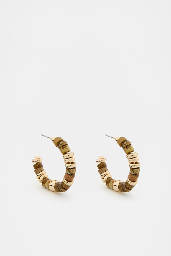Stone Beaded Hoop  Multi  hi-res