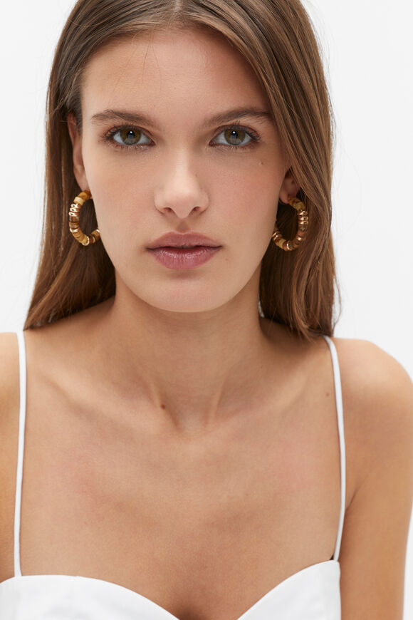 Stone Beaded Hoop  Multi  hi-res