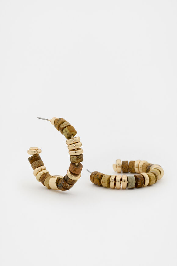 Stone Beaded Hoop  Multi  hi-res