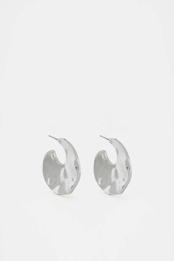 Round Organic Hoop  Silver  hi-res