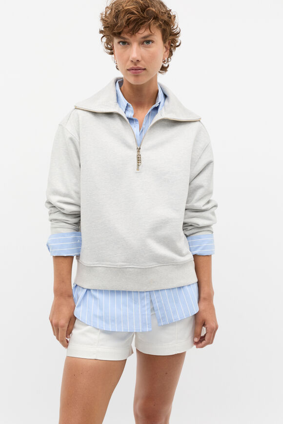 Core Heritage Half Zip Sweat  Vintage Grey Marle  hi-res