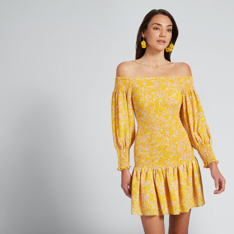 Shirred Off-Shoulder Dress  