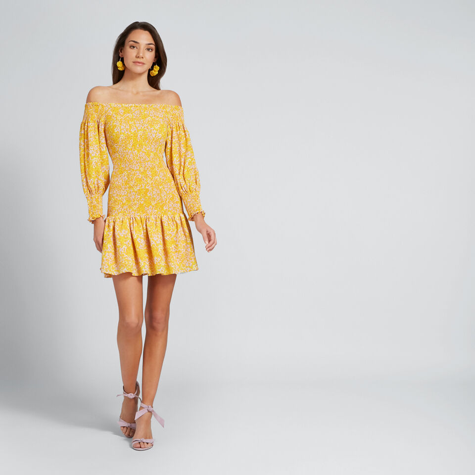 Shirred Off-Shoulder Dress  