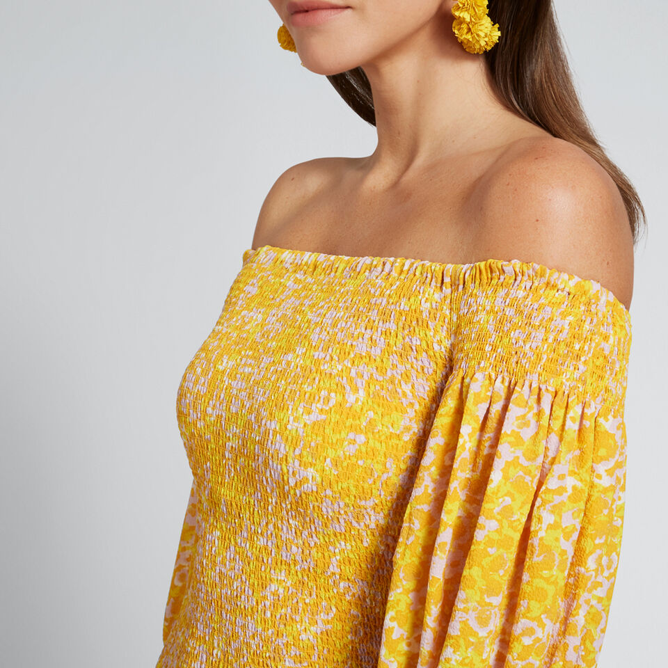 Shirred Off-Shoulder Dress  