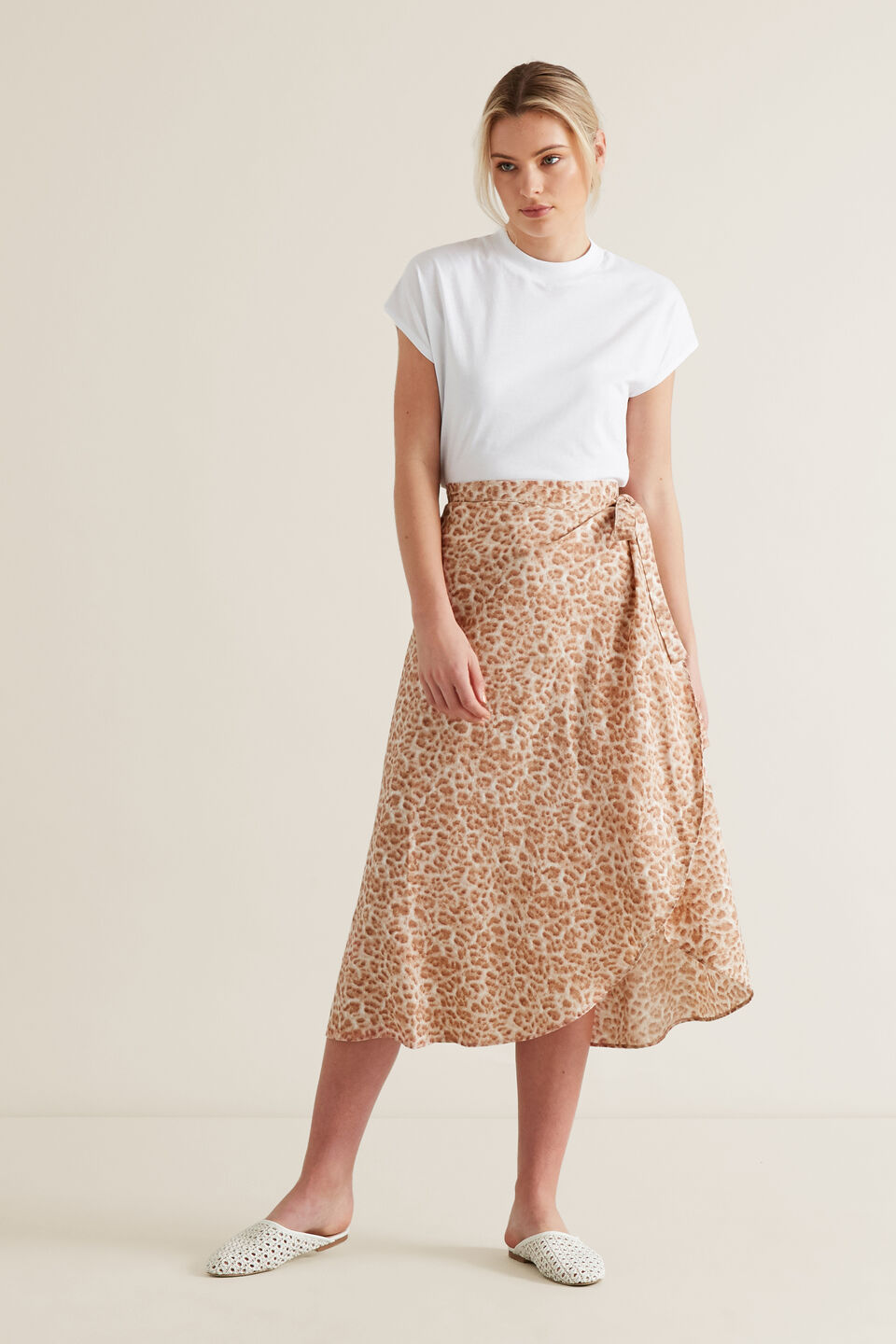 Wrap Animal Print Skirt  