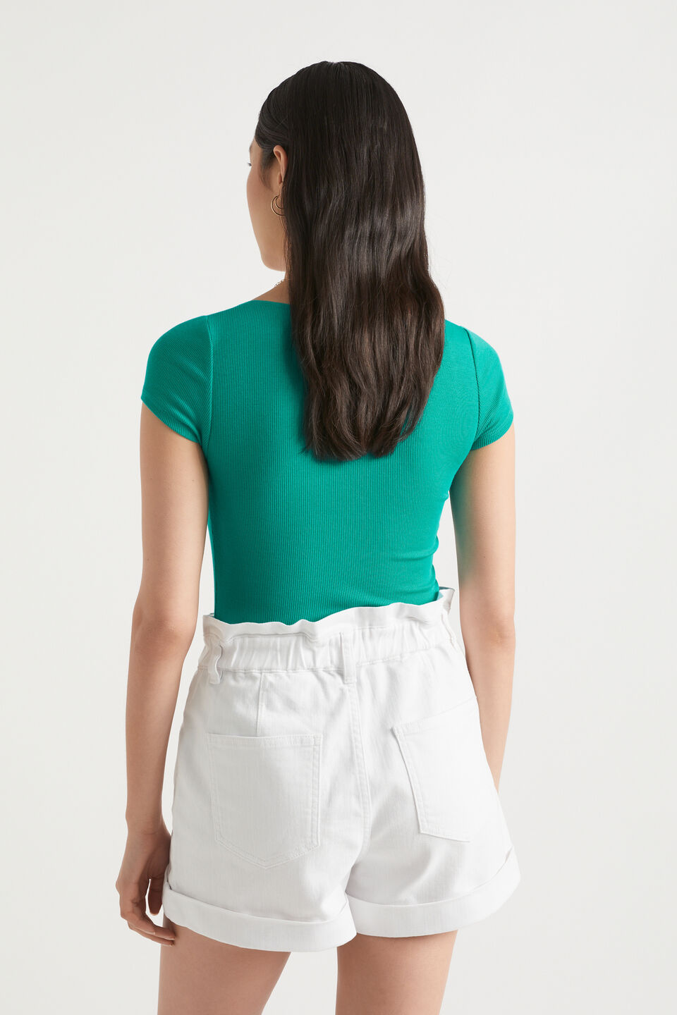 Square Neck Rib Tee  Deep Teal
