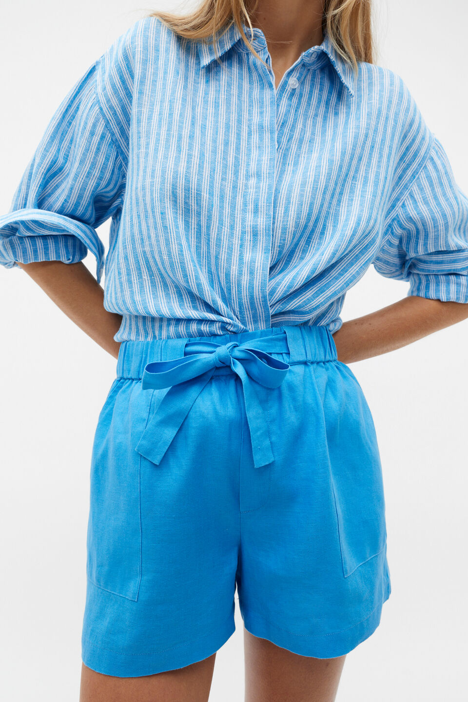 Core Linen Tie Waist Short  Amalfi