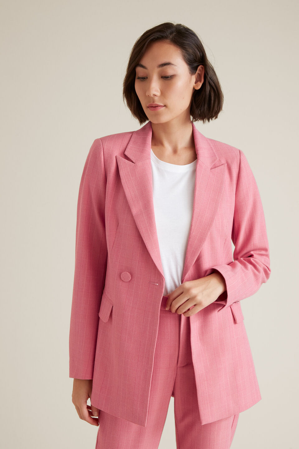 Raspberry Check Blazer  