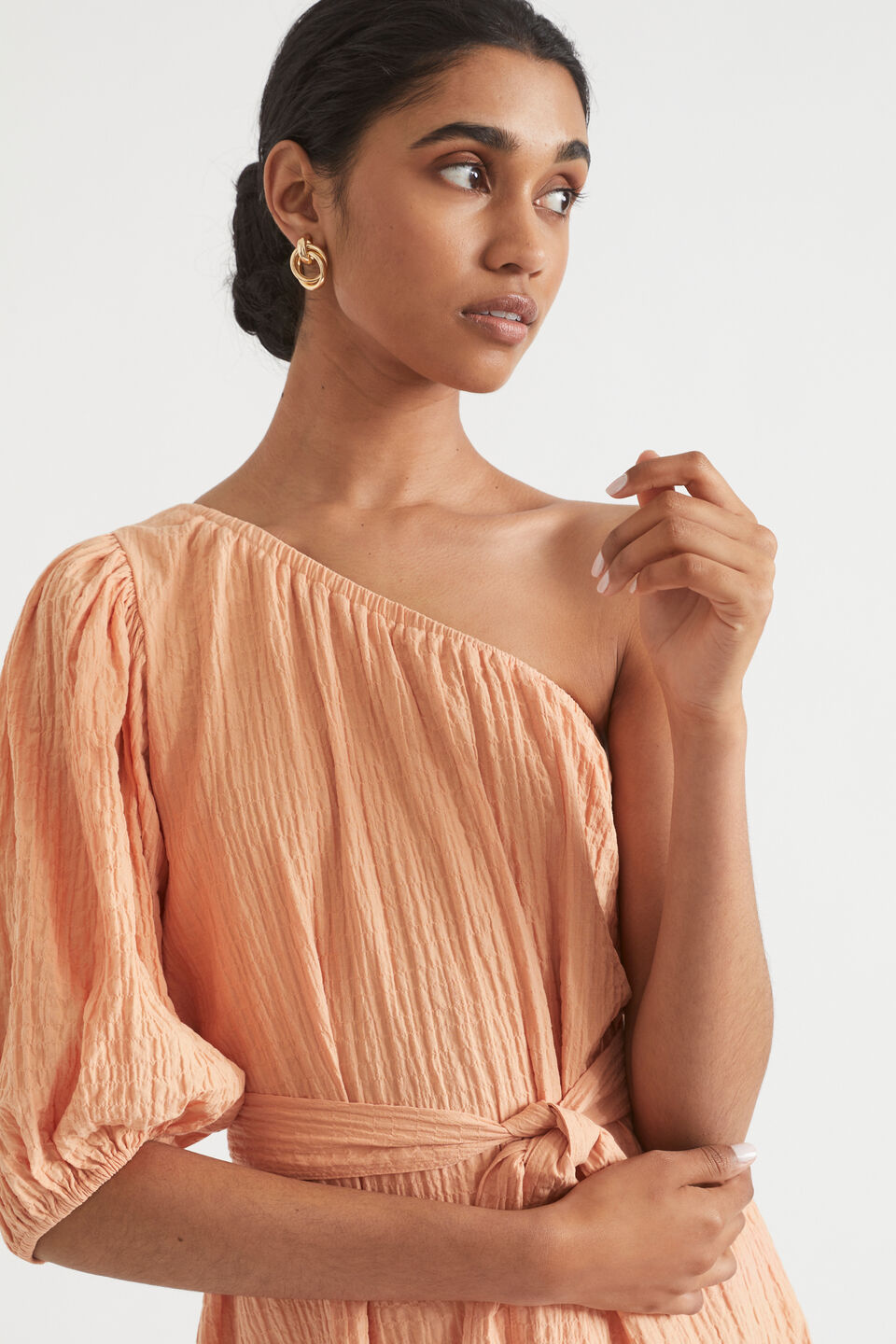 Seersucker Mini Dress  Peach Bloom