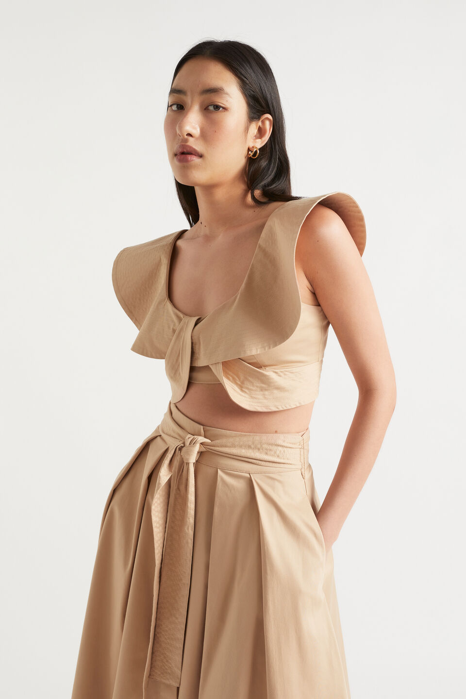 Tailored Flounce Bodice  Light Chestnut