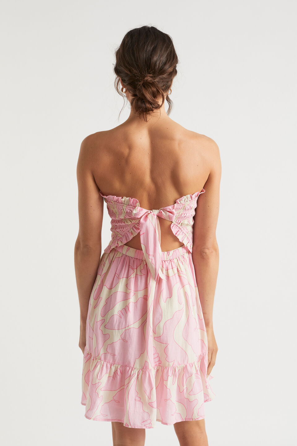 Voile Floral Shirred Mini Dress  Soft Orchid Floral