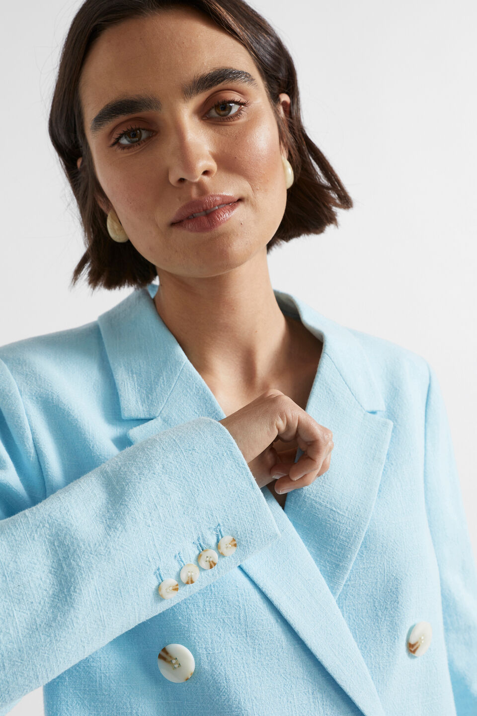 Cropped Blazer  Shimmer Blue