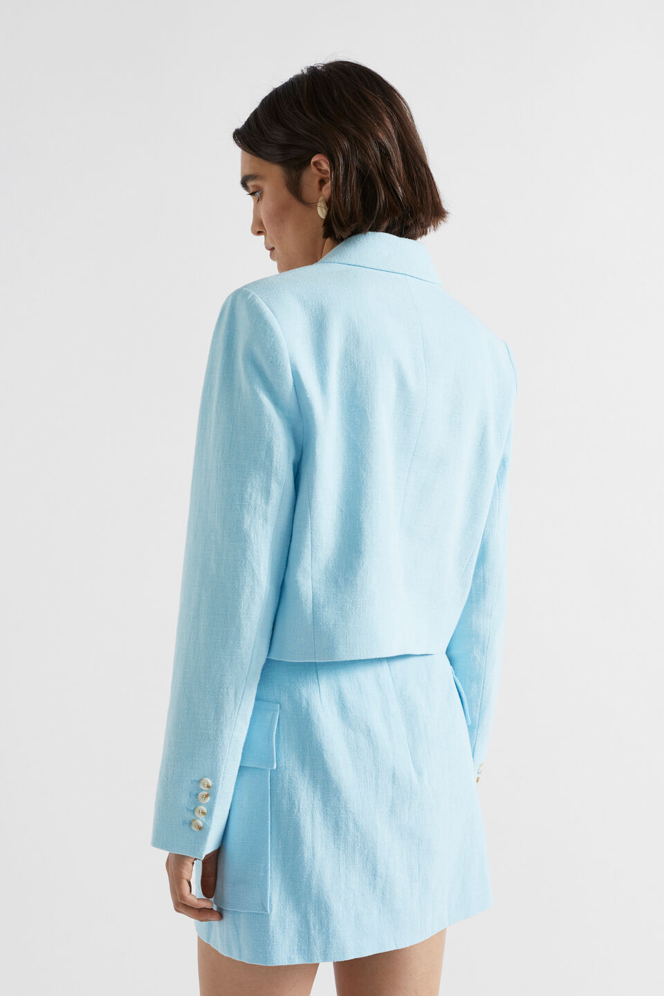 Cropped Blazer  Shimmer Blue