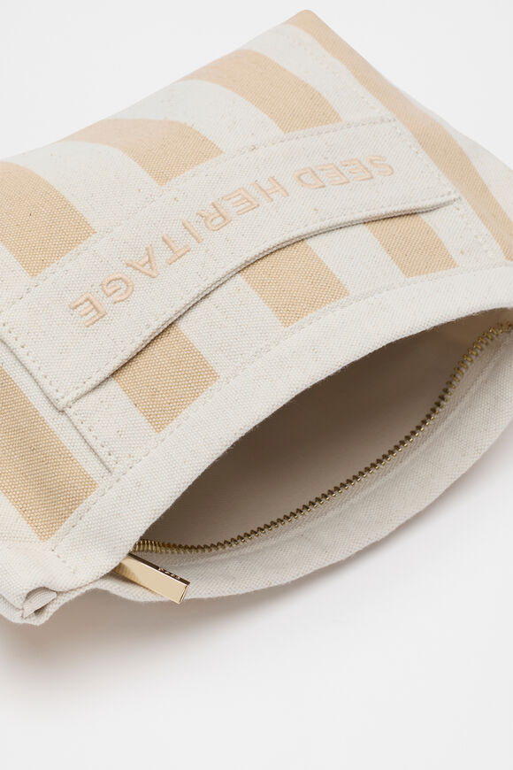 Small Logo Stripe Make Up Bag  Nougat  hi-res