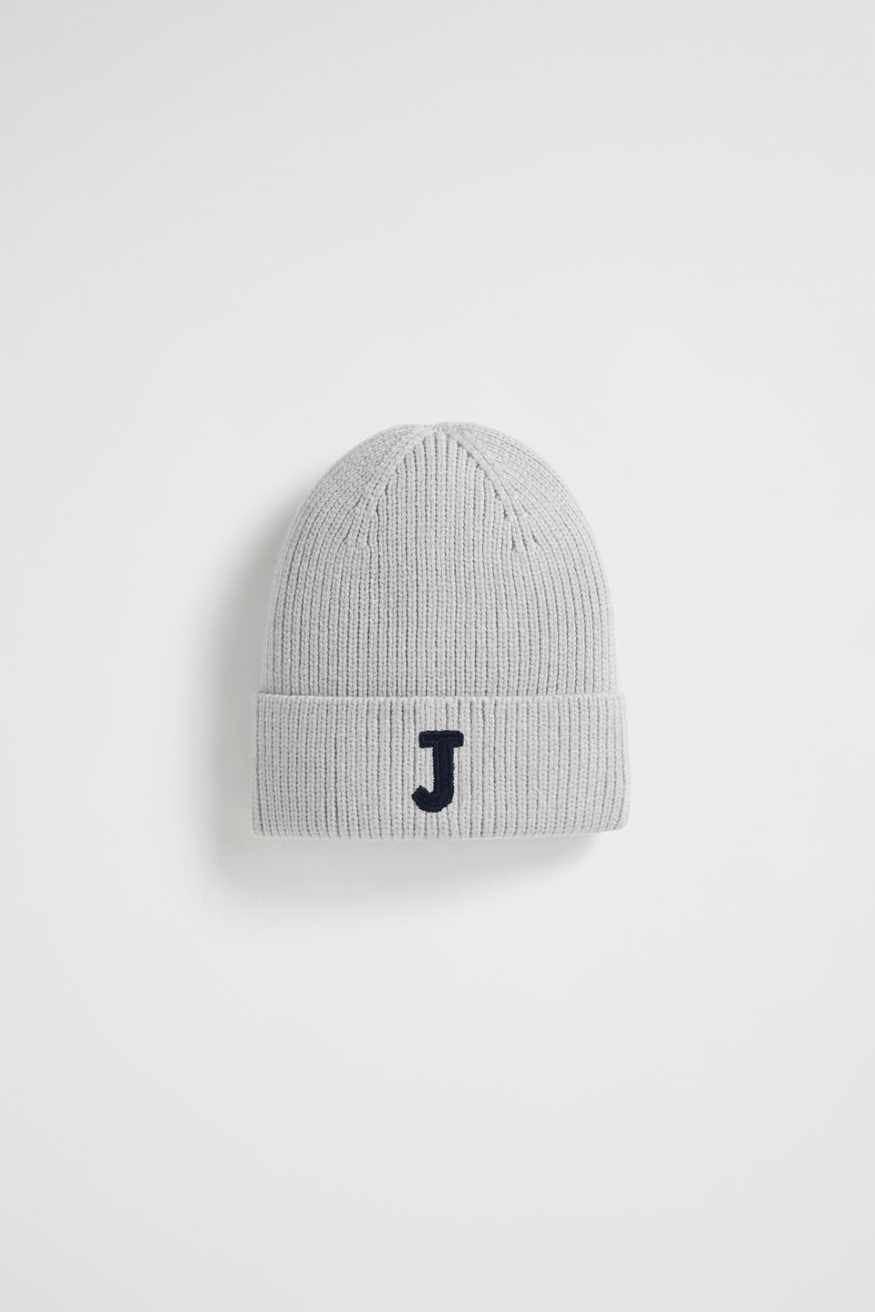 Rib Initial Beanie  J