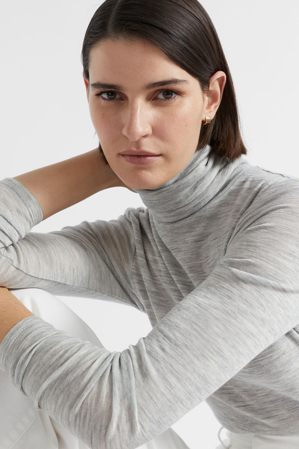 Babywool Roll Neck Top  Silver Marle
