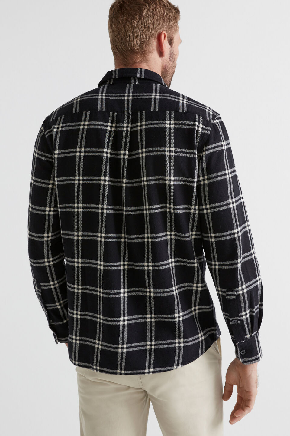 Brushed Check Flannel Shirt  True Black