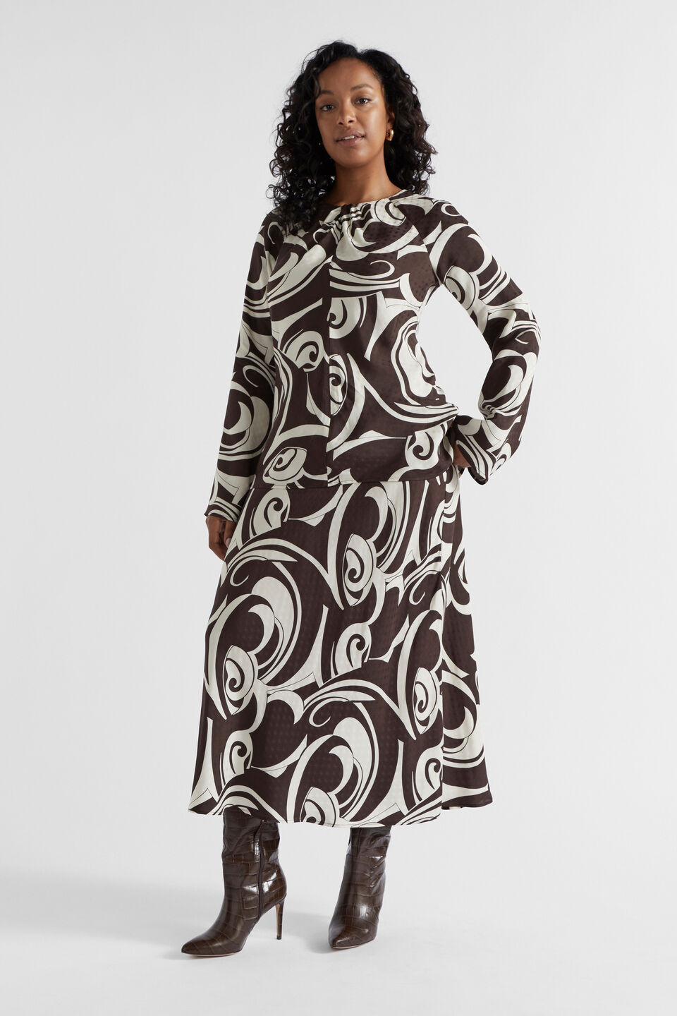 Jacquard Swirl Blouse  Retro Swirl