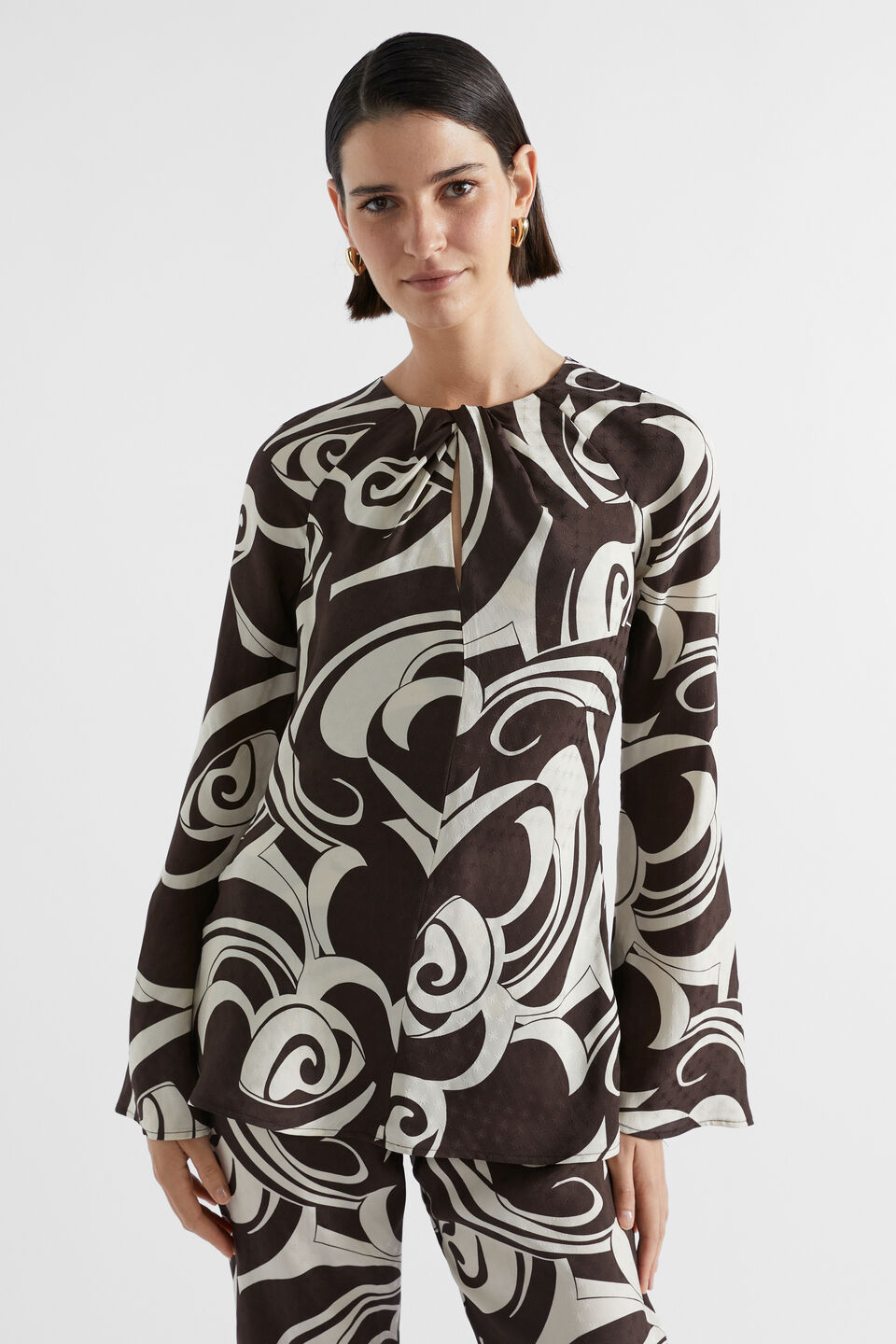 Jacquard Swirl Blouse  Retro Swirl