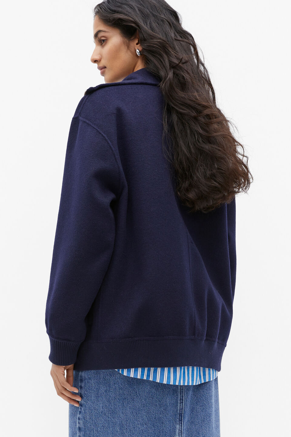 Longline Bomber Jacket  Midnight Sky