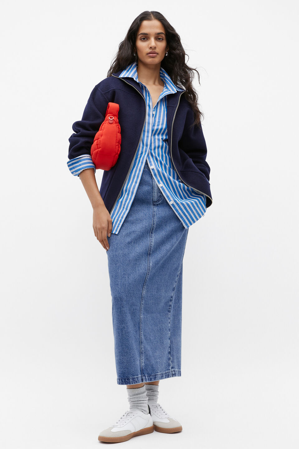 Longline Bomber Jacket  Midnight Sky