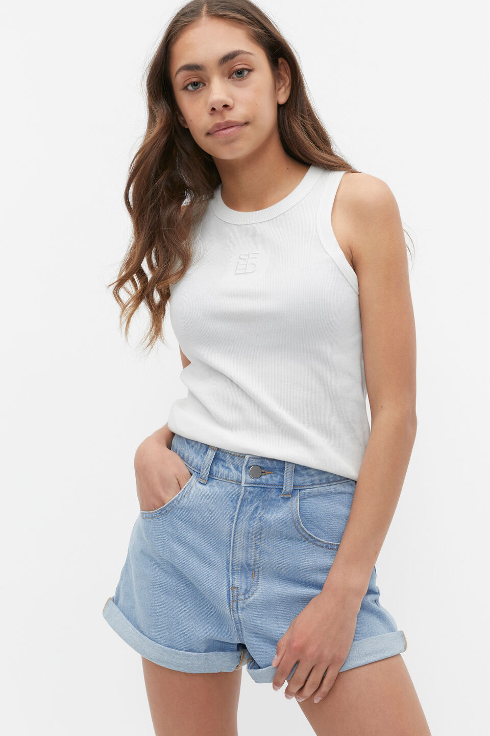 Core Logo Rib Tank  White
