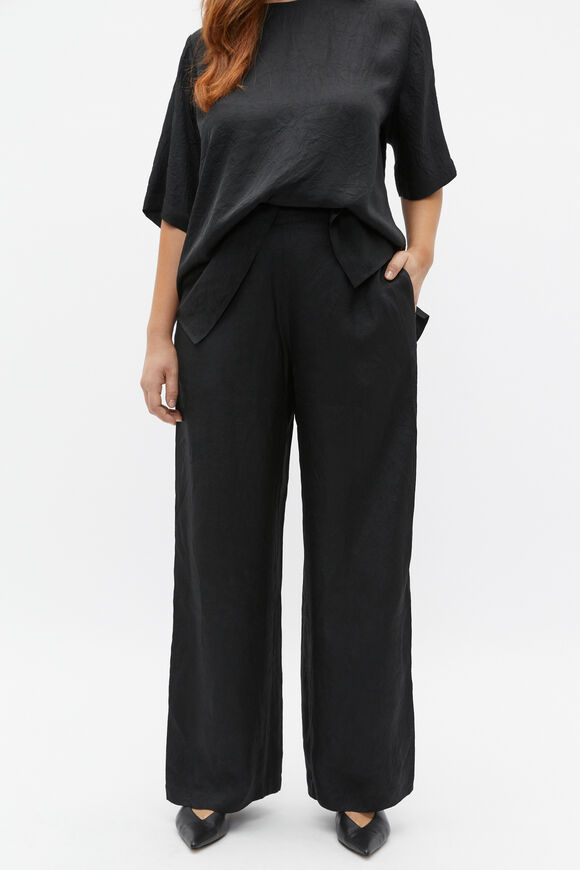 Textured Satin Elasticated Pant  Black  hi-res