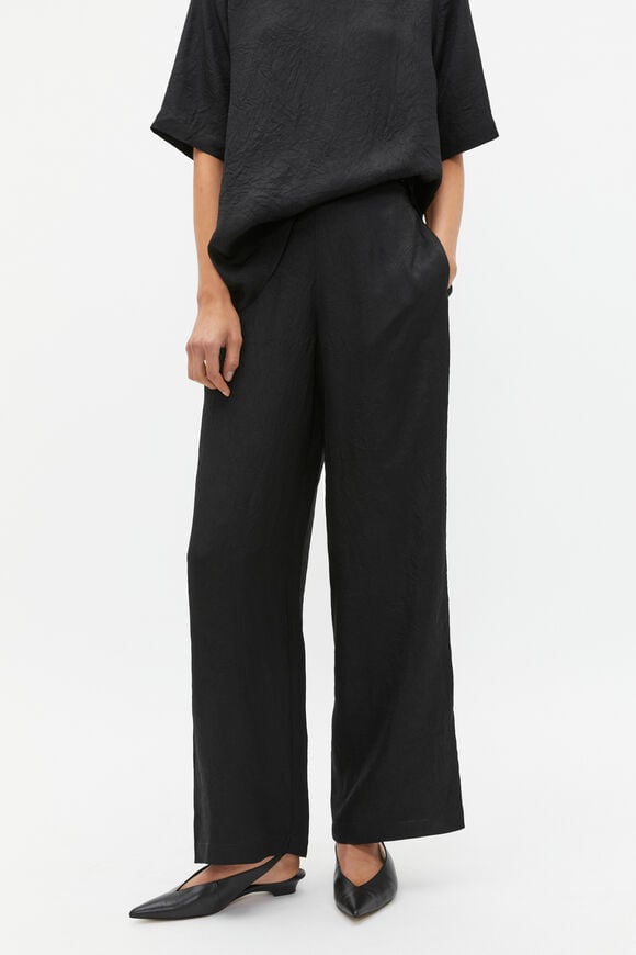 Textured Satin Elasticated Pant  Black  hi-res