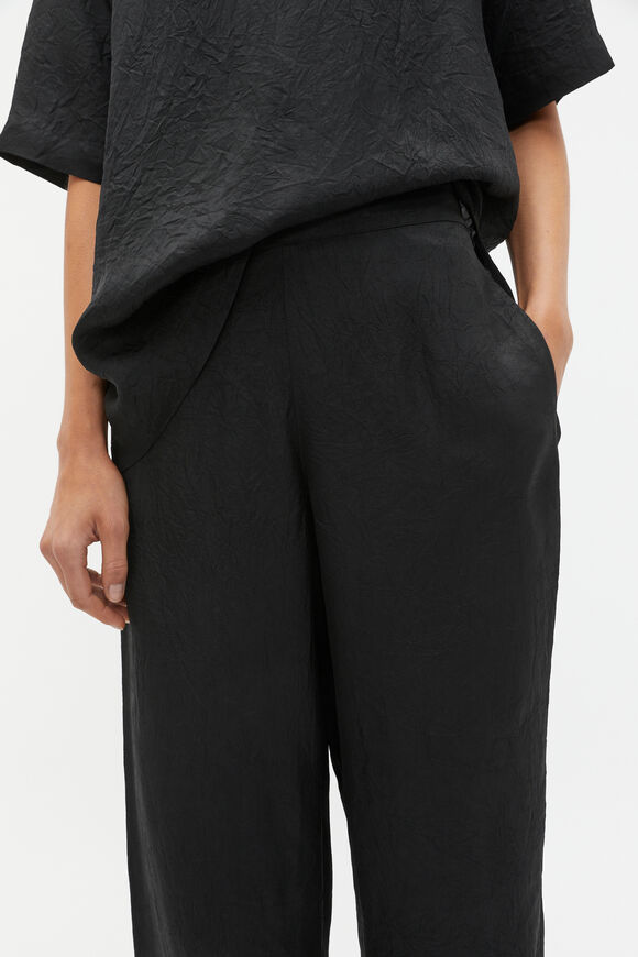 Textured Satin Elasticated Pant  Black  hi-res