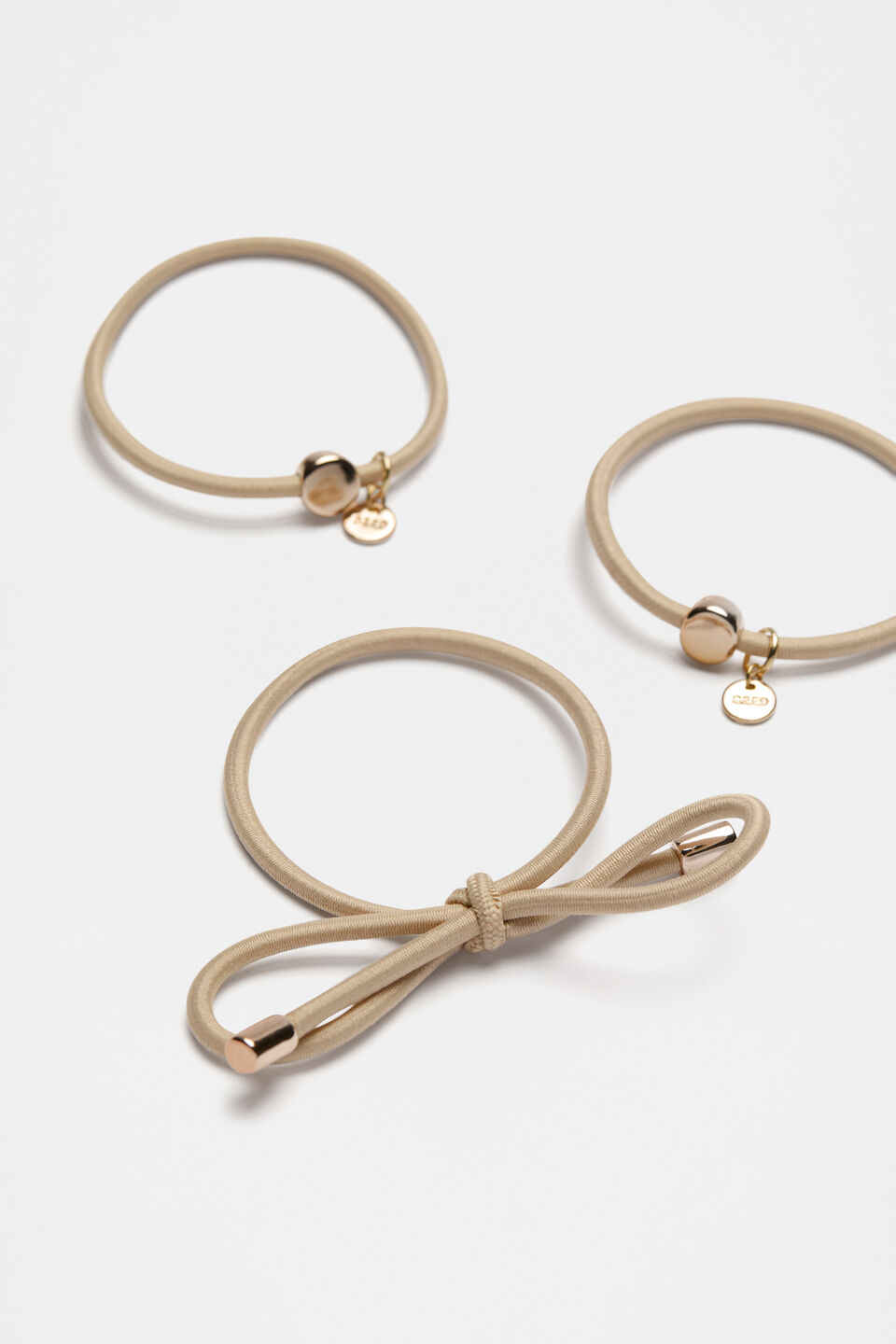 Metal Detail Hair Tie Pack  Sandshell