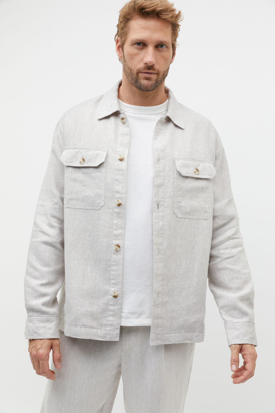 Linen Overshirt  Chalk Crossdye