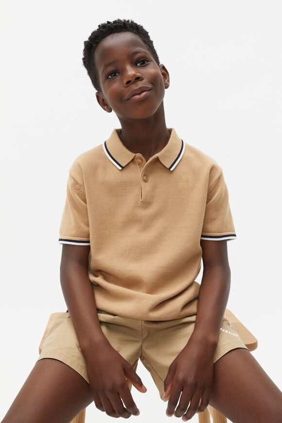 Knit Logo Polo  Biscotti  hi-res