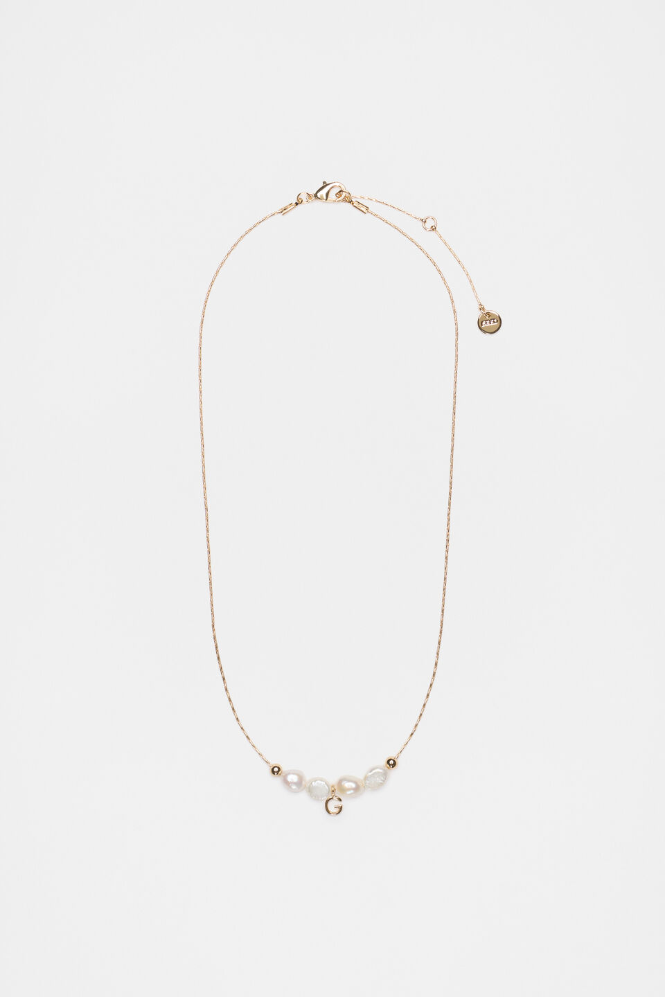 Fine Pearl Initial Necklace  G
