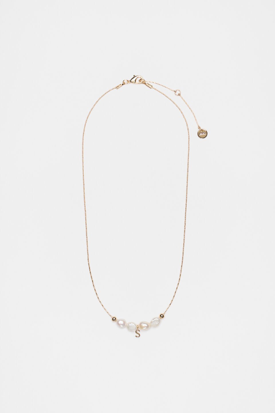 Fine Pearl Initial Necklace  S