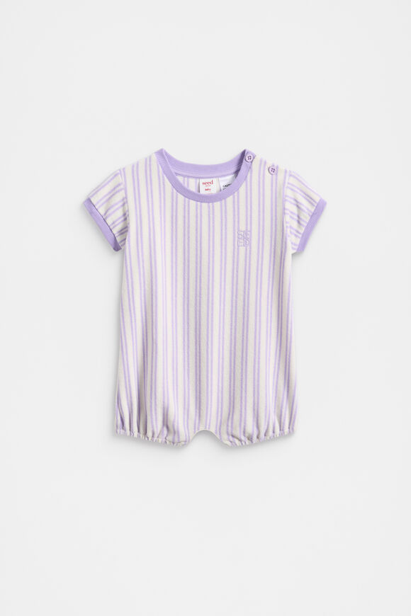 Stripe Terry Romper  Bright Lavender  hi-res