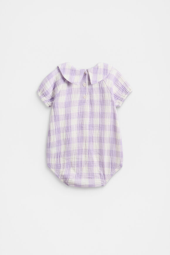 Gingham Collar Romper  Bright Lavender  hi-res