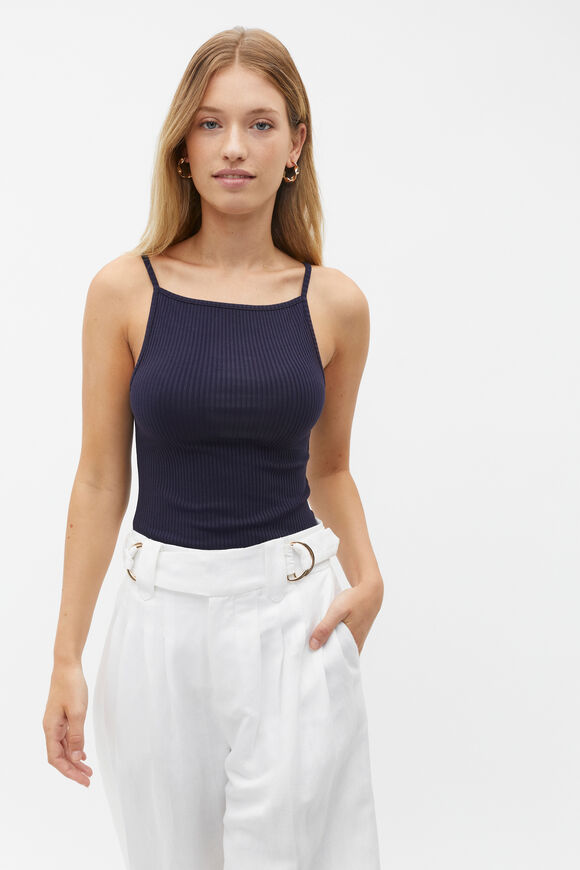 Square Neck Rib Tank  Midnight Sky  hi-res
