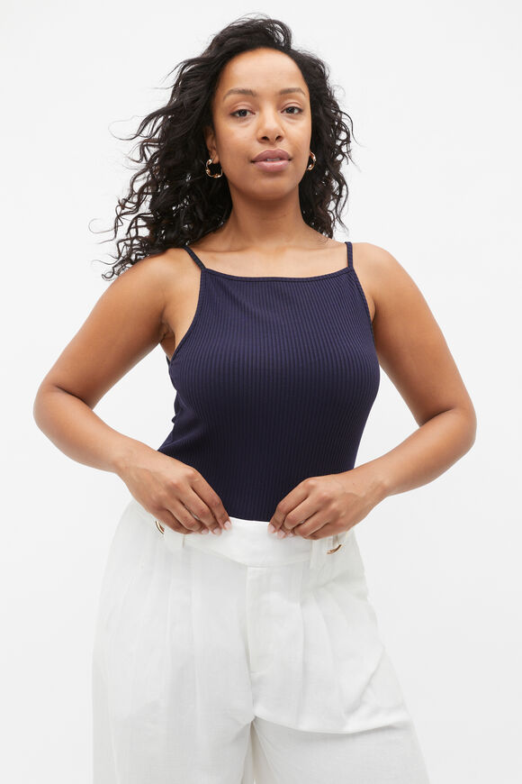 Square Neck Rib Tank  Midnight Sky  hi-res