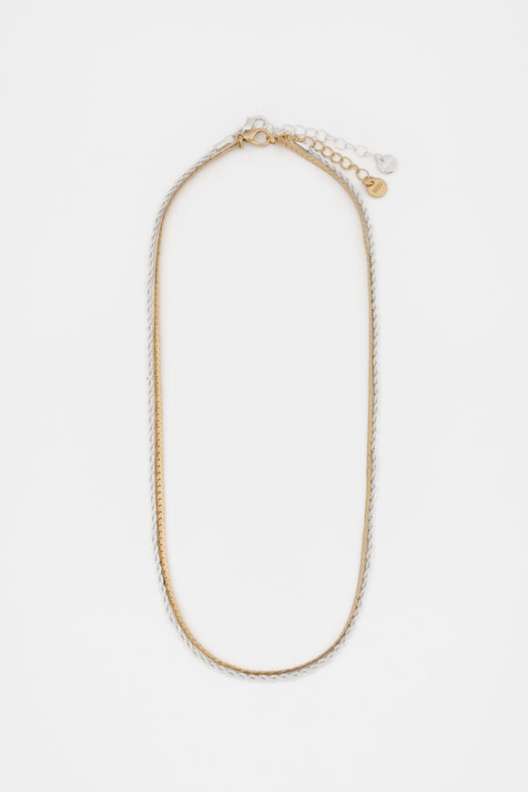 Mixed Chain Two Strand Necklace  Silver Gold  hi-res