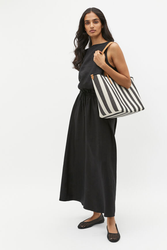 Linen Elasticated Skirt  Black  hi-res