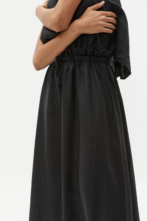 Linen Elasticated Skirt  Black  hi-res