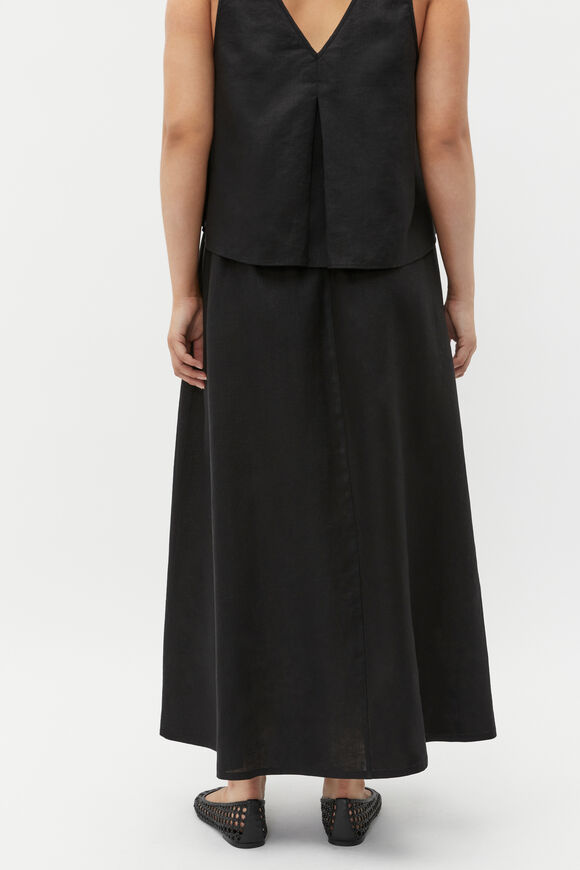 Linen Elasticated Skirt  Black  hi-res
