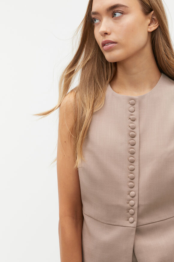 Tailored Cinch Waist Vest  Cookie  hi-res