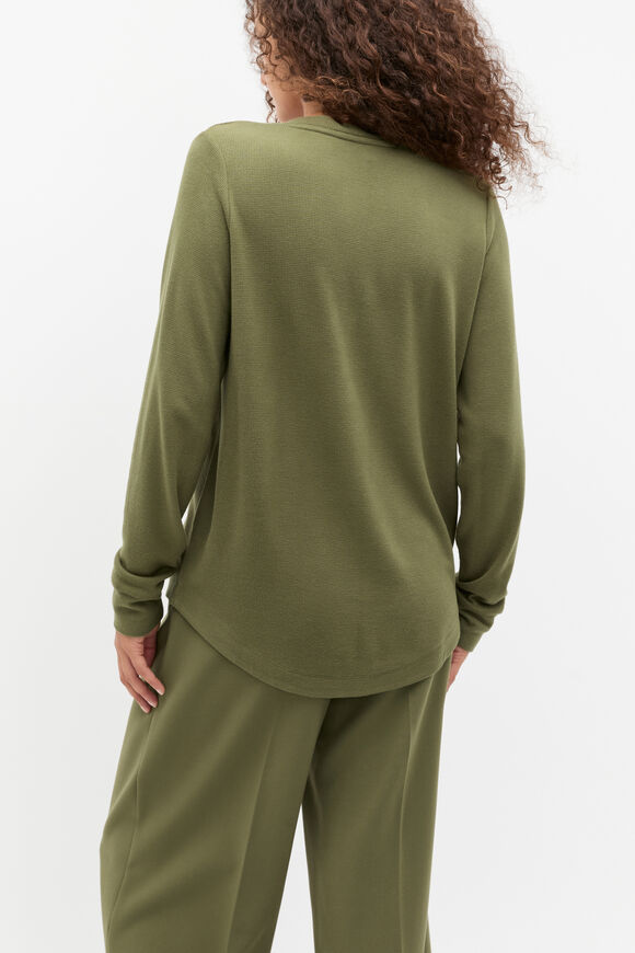 Supersoft Waffle V Neck Top  Rainforest  hi-res