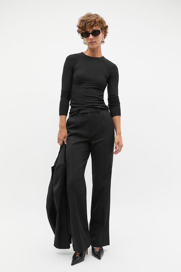 Core Rib Crew Neck Top  Black  hi-res