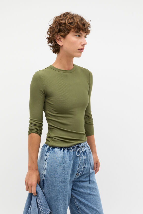 Core Rib Crew Neck Top  Rainforest  hi-res