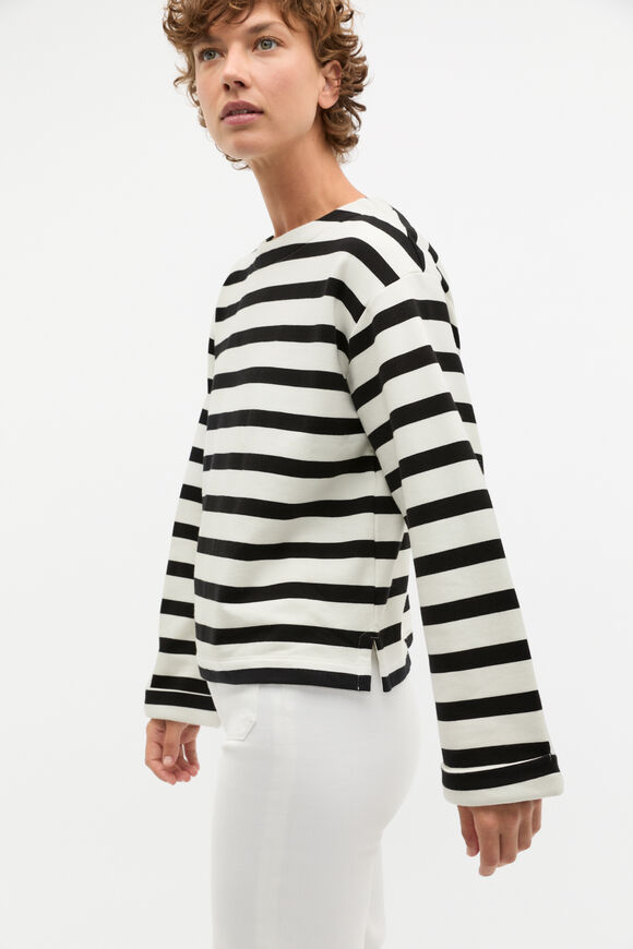 Terry Stripe Top  Black Stripe  hi-res