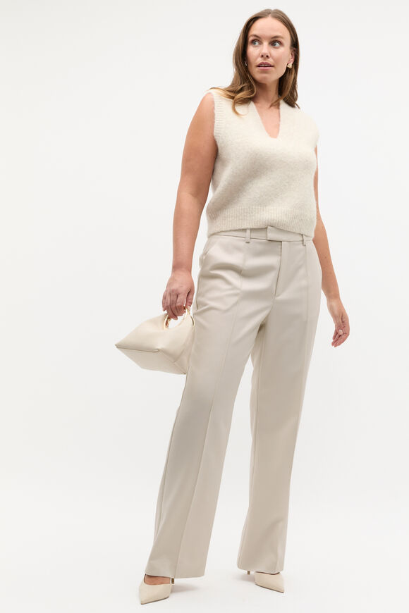 Lofty V Neck Vest  Oat Marle  hi-res