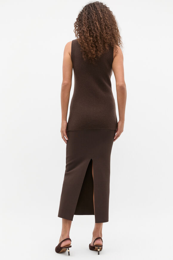 Merino Wool V Neck Button Vest  Dark Espresso  hi-res